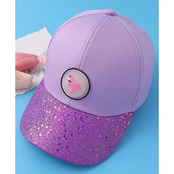 Pine Kids Baseball Shimmered Cap with Flamingo Applique - Purple