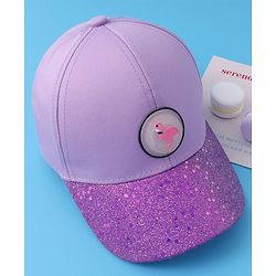 Pine Kids Baseball Shimmered Cap with Flamingo Applique - Purple