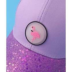 Pine Kids Baseball Shimmered Cap with Flamingo Applique - Purple