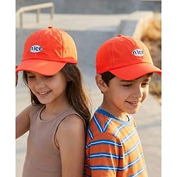 Pine Kids Baseball Cap with Text Print - Orange