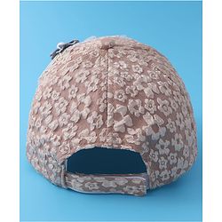 Pine Kids Baseball Cap with Floral Appilique - Beige