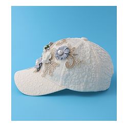 Pine Kids Baseball Cap with Floral Appilique - White