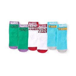 Pine Kids Marvel Non Terry Ankle Length Anti-Bacterial Socks Avengers Graphics Pack of 3 - Multicolor