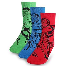 Pine Kids Marvel Knit Anti-Bacterial Ankle Length Socks Avengers Graphics Pack of 3 - Multicolour