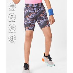 Pine Active Super Stretch Cycling Shorts with Abstract Print - Purple
