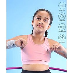 Pine Active Sleeveless Super Stretchable Sports Bra with Logo Print - Pink