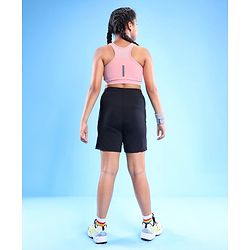 Pine Active Sleeveless Super Stretchable Sports Bra with Logo Print - Pink