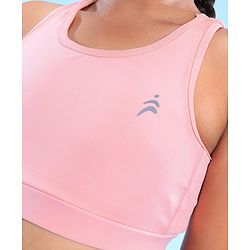 Pine Active Sleeveless Super Stretchable Sports Bra with Logo Print - Pink