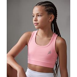 Pine Active Sleeveless Super Stretchable Sports Bra with Logo Print - Pink