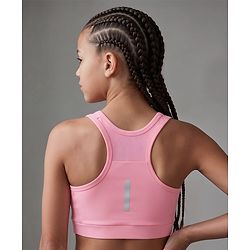 Pine Active Sleeveless Super Stretchable Sports Bra with Logo Print - Pink
