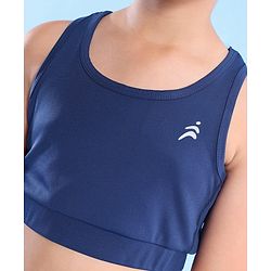 Pine Active Knit Sleeveless Super Stretch Sports Bra Solid - Navy Blue