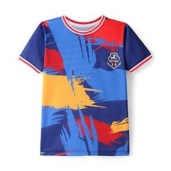 Pine Active Knit Half Sleeves T-Shirt & Shorts Football Set Abstract Print - Multicolour