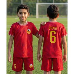 Pine Active Knit Half Sleeves T-Shirt & Shorts Football Set - Red
