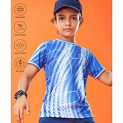 Pine Active Half Sleeves Basketball T-Shirt Numeric Print - Blue