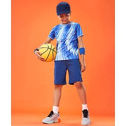 Pine Active Half Sleeves Basketball T-Shirt Numeric Print - Blue
