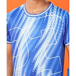 Pine Active Half Sleeves Basketball T-Shirt Numeric Print - Blue