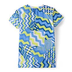 Pine Active Half Sleeves Chevron Printed Stretchable T-Shirt - Blue