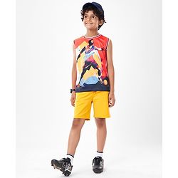 Pine Active Sleeveless Printed Basketball T-Shirt - Multicolour