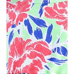 Pine Kids Cotton Knit Sleeveless Frock Floral Print - Snow White & Green