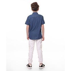 Pine Kids Marvel Denim Half Sleeves Shirt Avengers Print - Blue