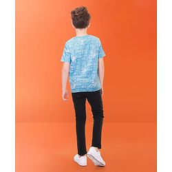 Pine Kids Marvel Cotton Knit  Half Sleeve T-Shirt with Spiderman Print - Blue