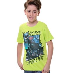 Pine Kids Marvel Cotton Knit Half Sleeves T-Shirt with Spiderman Graphics - Green