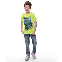 Pine Kids Marvel Cotton Knit Half Sleeves T-Shirt with Spiderman Graphics - Green