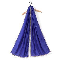 Pine Kids Sleeveless Floral Embroidery & Lace Detailing Choli Lehenga with Dupatta Set - Royal Blue