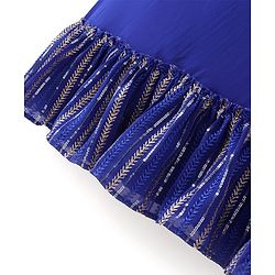 Pine Kids Sleeveless Floral Embroidery & Lace Detailing Choli Lehenga with Dupatta Set - Royal Blue