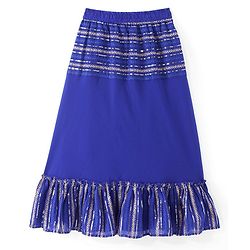 Pine Kids Sleeveless Floral Embroidery & Lace Detailing Choli Lehenga with Dupatta Set - Royal Blue