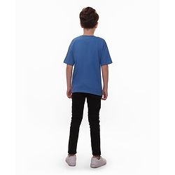 Pine Kids Marvel Cotton Knit Oversized Drop SHoulder Half Sleeves Text Printed T-Shirt - Blue