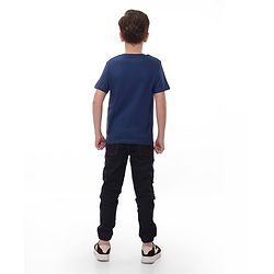 Pine Kids Marvel Half Sleeves Marvel Text Graphics T-Shirt - Blue