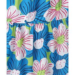 Pine Kids 100% Cotton Knit Sleevless Frock with Floral Print - Blue & Green