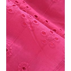 Pine Kids Cotton Woven Half Sleeves Frock with Schiffli Embroidery - Pink