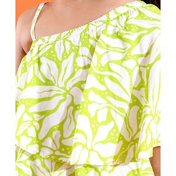 Pine Kids Woven Sleeveless Frock With Floral Print - Green