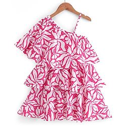 Pine Kids Woven Sleeveless Frock With Floral Print - Pink