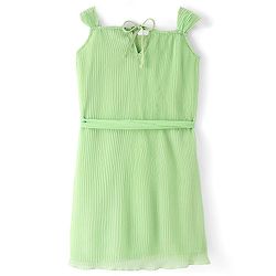 Pine Kids Sleeveless Solid Colour Lining Detailing Frock - Green