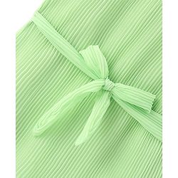 Pine Kids Sleeveless Solid Colour Lining Detailing Frock - Green