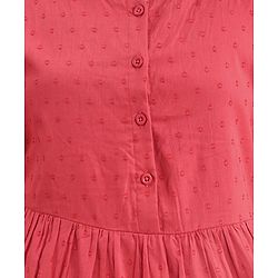 Pine Kids 100% Cotton Woven Half Sleeves With Textured Frock - Red