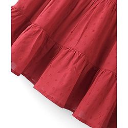Pine Kids 100% Cotton Woven Half Sleeves With Textured Frock - Red