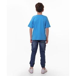Pine Kids Marvel Cotton Knit Half Sleeves  Oversized T-Shirt Captain America Graphics - Blue