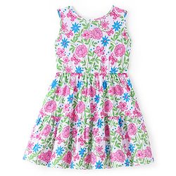 Pine Kids Cotton Sleeveless Shirt Style Frock Floral Print - Snow White