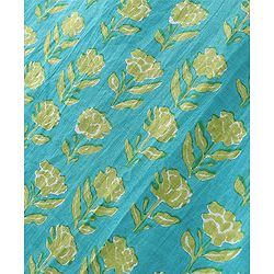 Pine Kids Cotton Three Fourth Sleeves Floral Printed Kurti with gota Patti Lace & Palazzo Set With Dupatta - Blue & Green