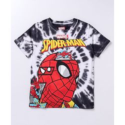 Pine Kids Marvel Cotton Half Sleeve Spiderman Graphics T-Shirt With Tie & Dye - White