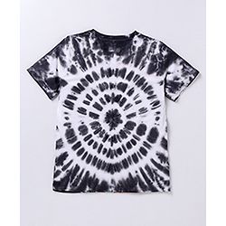 Pine Kids Marvel Cotton Half Sleeve Spiderman Graphics T-Shirt With Tie & Dye - White