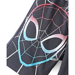 Pine Kids Marvel Cotton Terry Knit Knee Length Shorts with Spiderman Graphics - Black