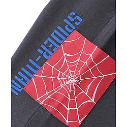 Pine Kids Marvel Cotton Terry Knit Knee Length Shorts with Spiderman Graphics - Black