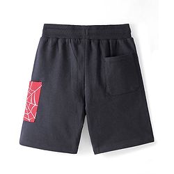 Pine Kids Marvel Cotton Terry Knit Knee Length Shorts with Spiderman Graphics - Black