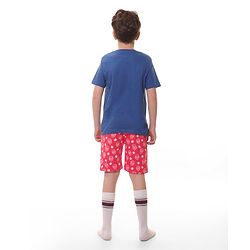 Pine Kids Marvel Single Jersey Knit Half Sleeves T-Shirt And Shorts Set With Spiderman Graphics - Navy Blue & Red