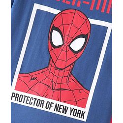 Pine Kids Marvel Single Jersey Knit Half Sleeves T-Shirt And Shorts Set With Spiderman Graphics - Navy Blue & Red